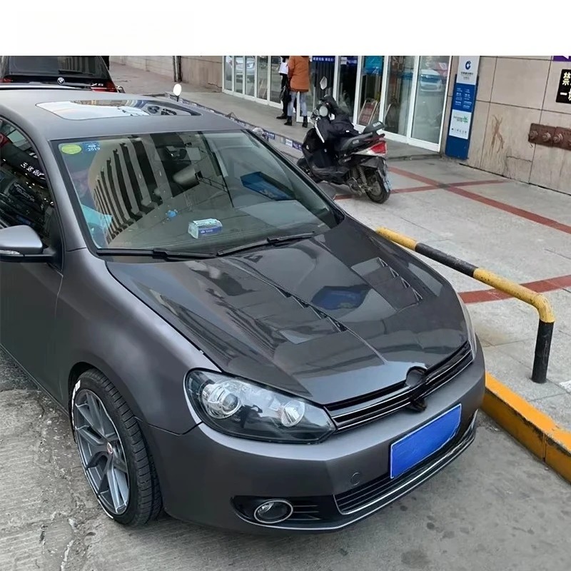 Carbon Fiber Front Hood for VW Golf6 VI GTI 2009-2012  (CF Clear Coated Top / FRP Matte Primed Bottom)